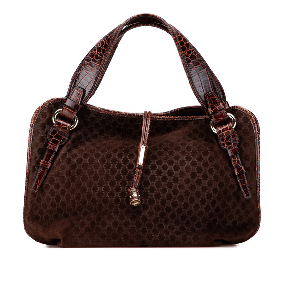 Pre-Loved Celine Macadam Suede and Croc Embossed Leather Bittersweet Hobo - Picture 1 of 11